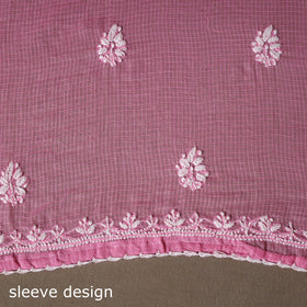 Pink - 2pc kota doria cotton unstitched lucknow chikankari