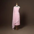 Pink - 2pc kota doria cotton unstitched lucknow chikankari