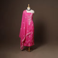 Pink - 2pc kota doria cotton unstitched lucknow chikankari