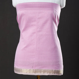  2pc Maheshwari Silk Cotton Handloom Stripe Suit Material Set with Zari Border Online 