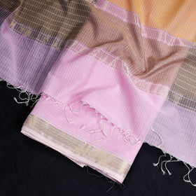  2pc Maheshwari Silk Cotton Handloom Stripe Suit Material Set with Zari Border Online 