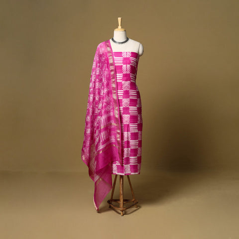 2pc maheshwari silk unstitched tie-dye nui shibori dress