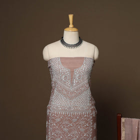 Pink - 2pc mul chanderi semi stitched hand beads work