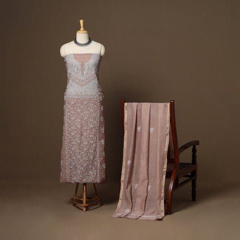 Pink - 2pc mul chanderi semi stitched hand beads work