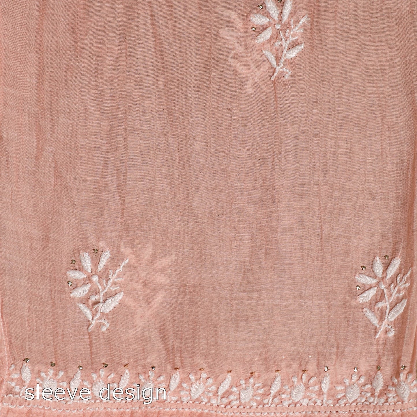 Pink 2pc Mul Chanderi Semi Stitched Heavy Chikankari Kurta Set