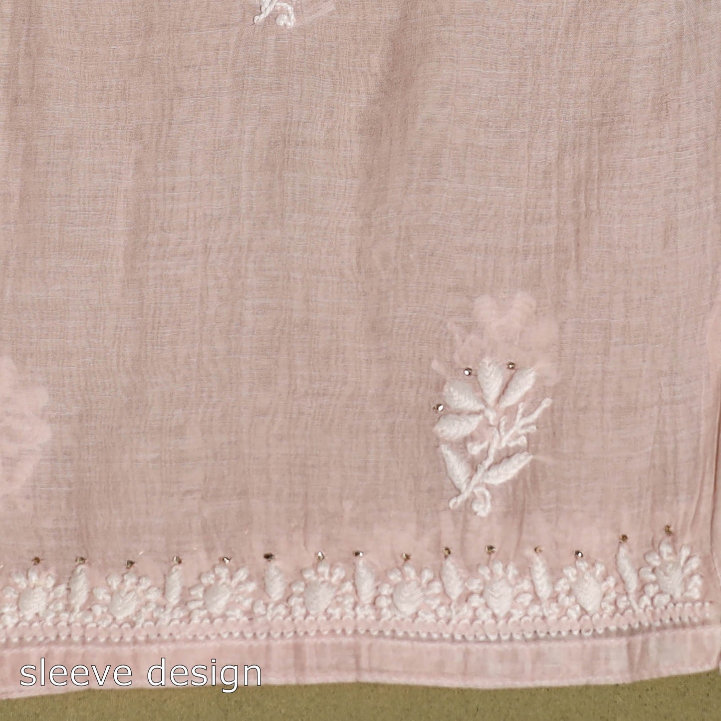 2pc Pink Mul Chanderi Semi Stitched Heavy Chikankari Kurta Set