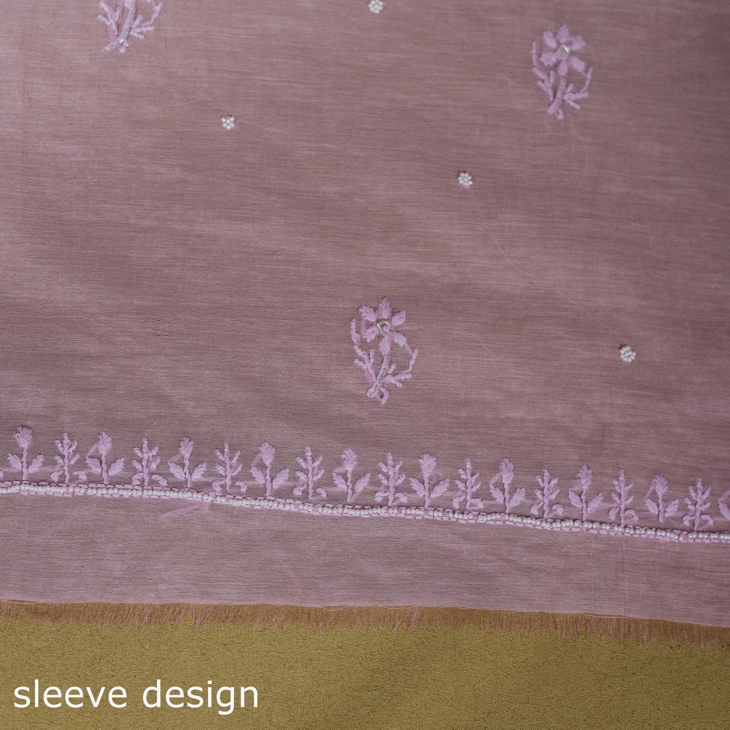 Pink 2pc Mul Chanderi Unstitched Chikankari Dress Material