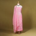 Pink - 2pc mul chanderi unstitched chikankari dress