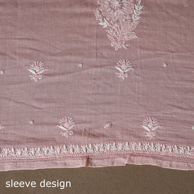 Pink - 2pc mul chanderi unstitched hand beads work heavy