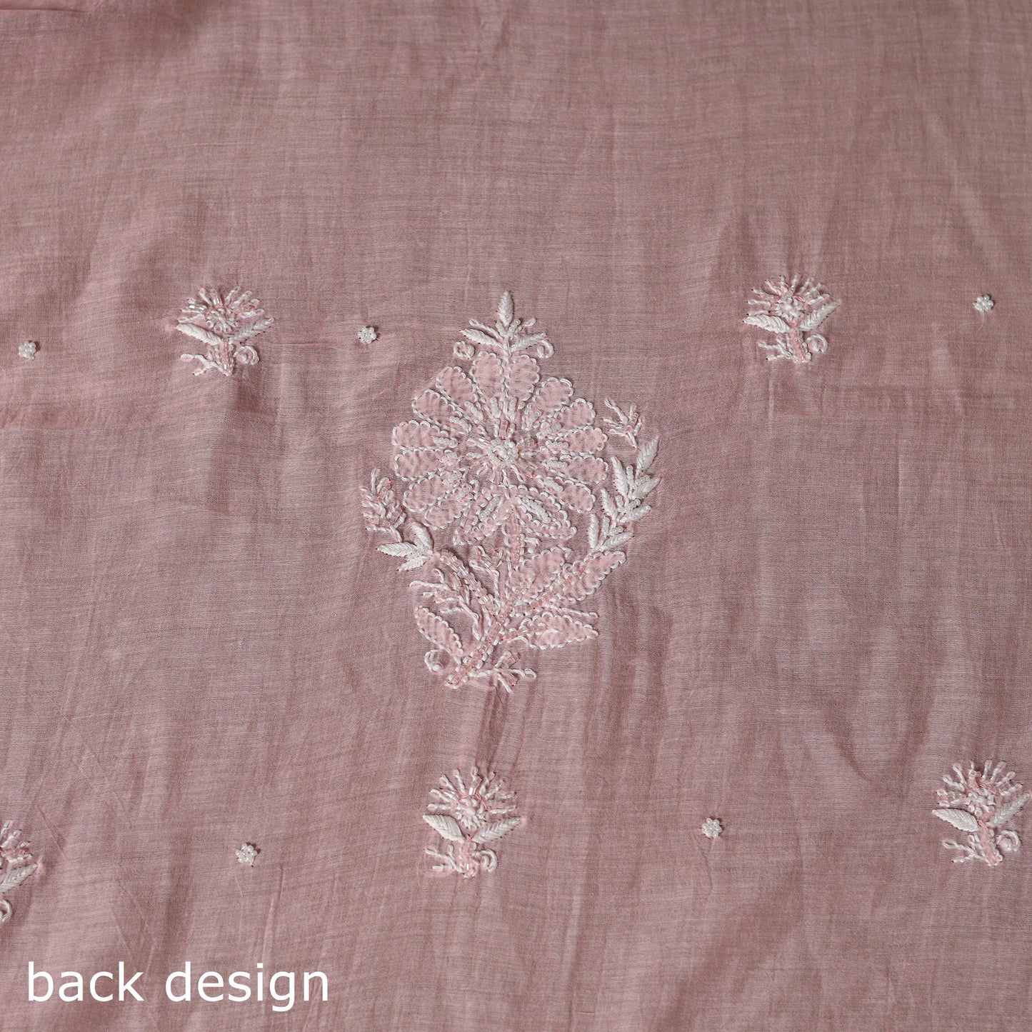 Pink - 2pc mul chanderi unstitched hand beads work heavy