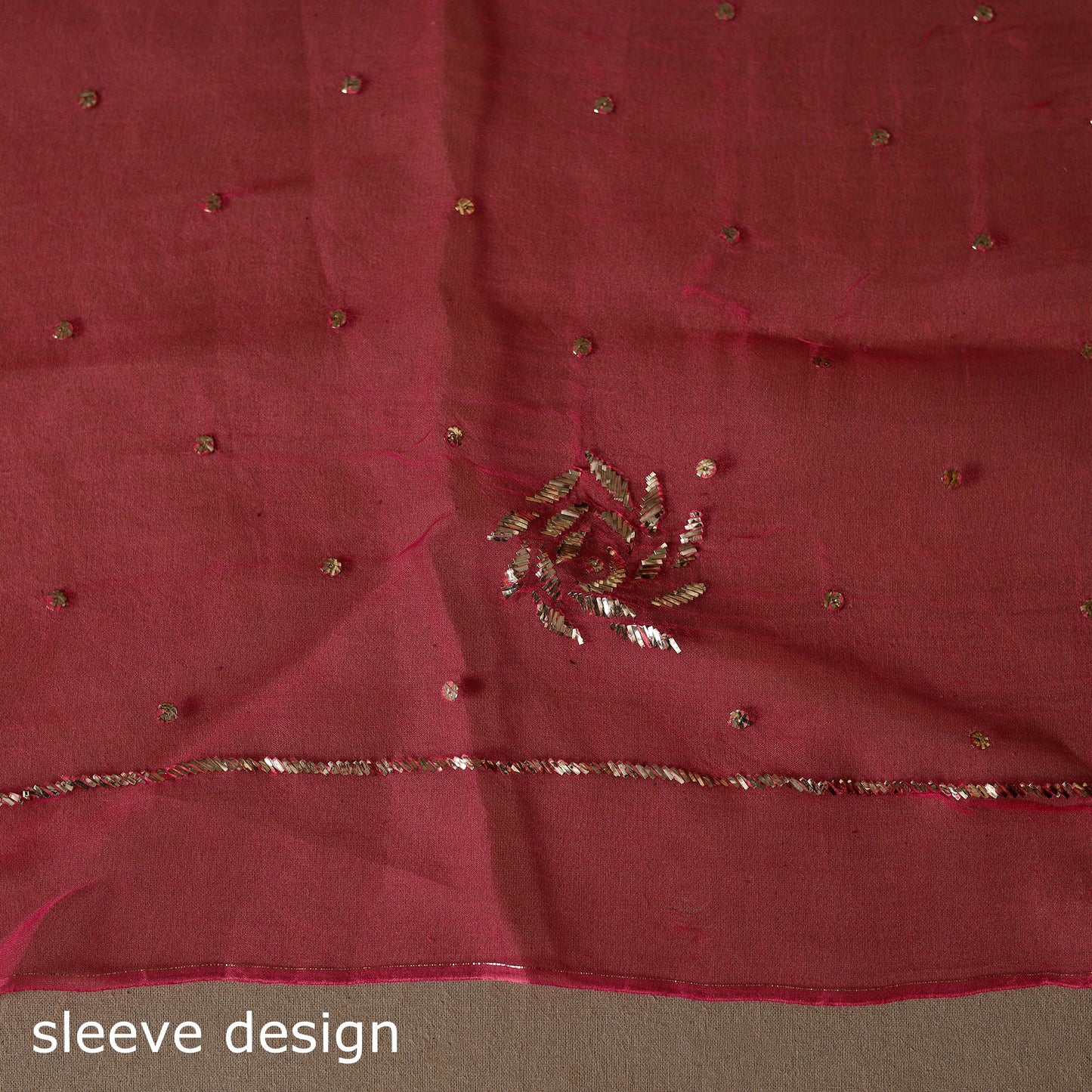 Pink - 2pc organza silk unstitched mukaish handwork dress