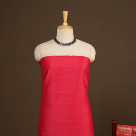 Pink - 2pc slub silk unstitched plain dress material