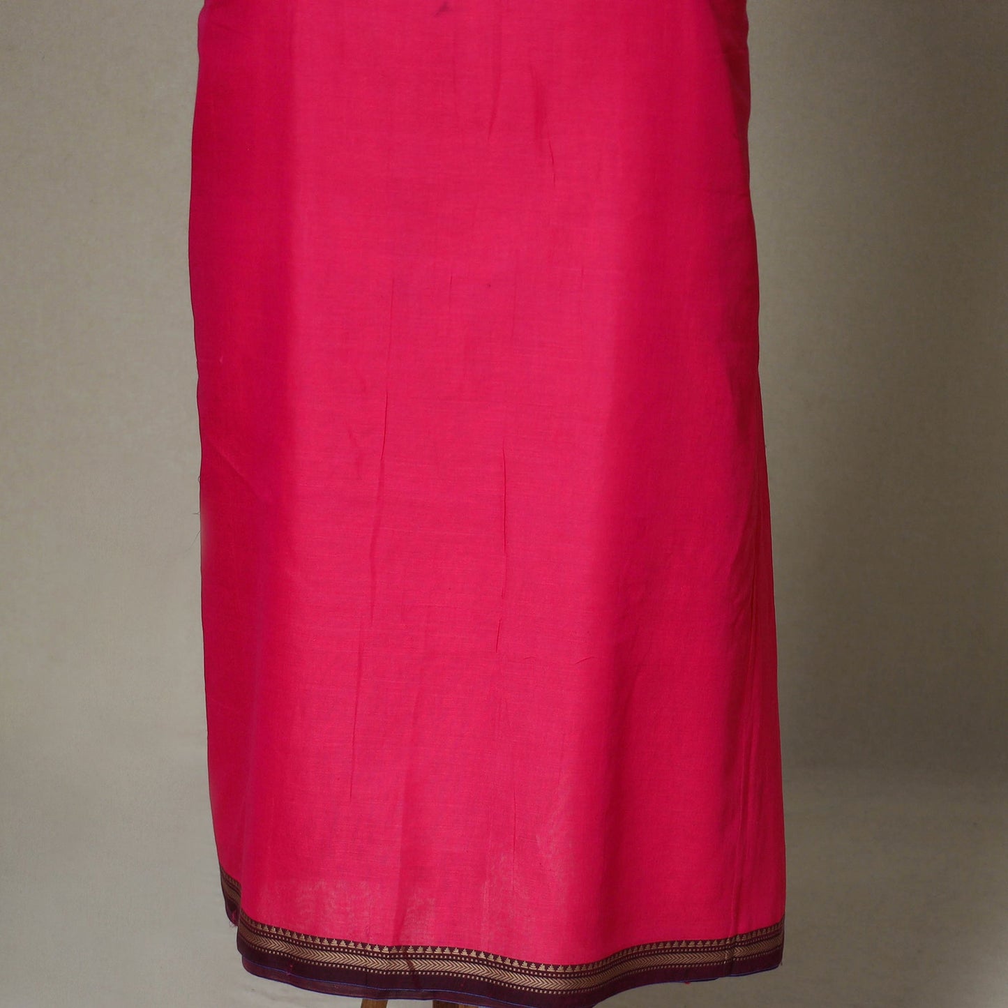 Pink - 2pc unstitched dharwad dress material with jewellery