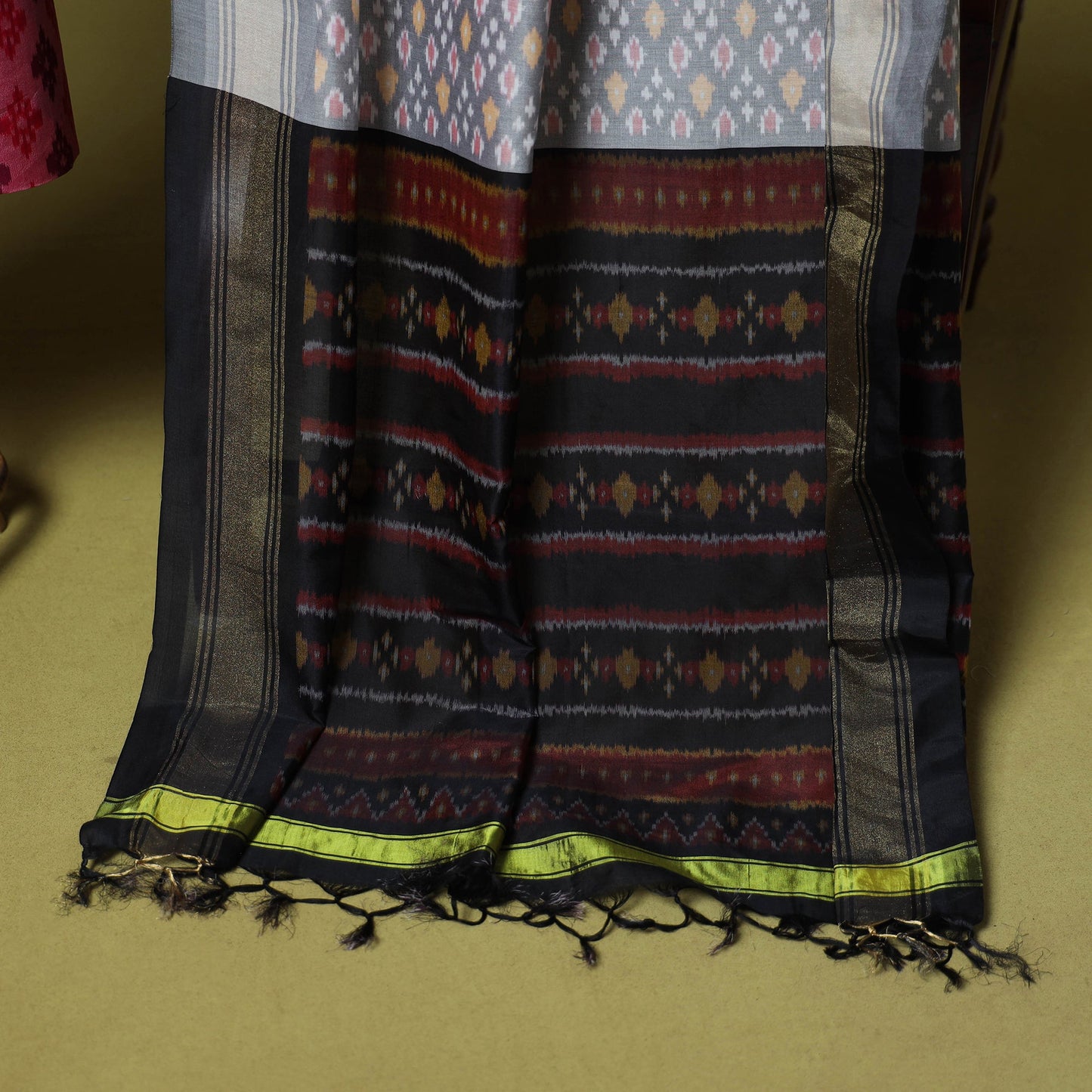 Pink - 2pc unstitched handloom sico pochampally ikat dress