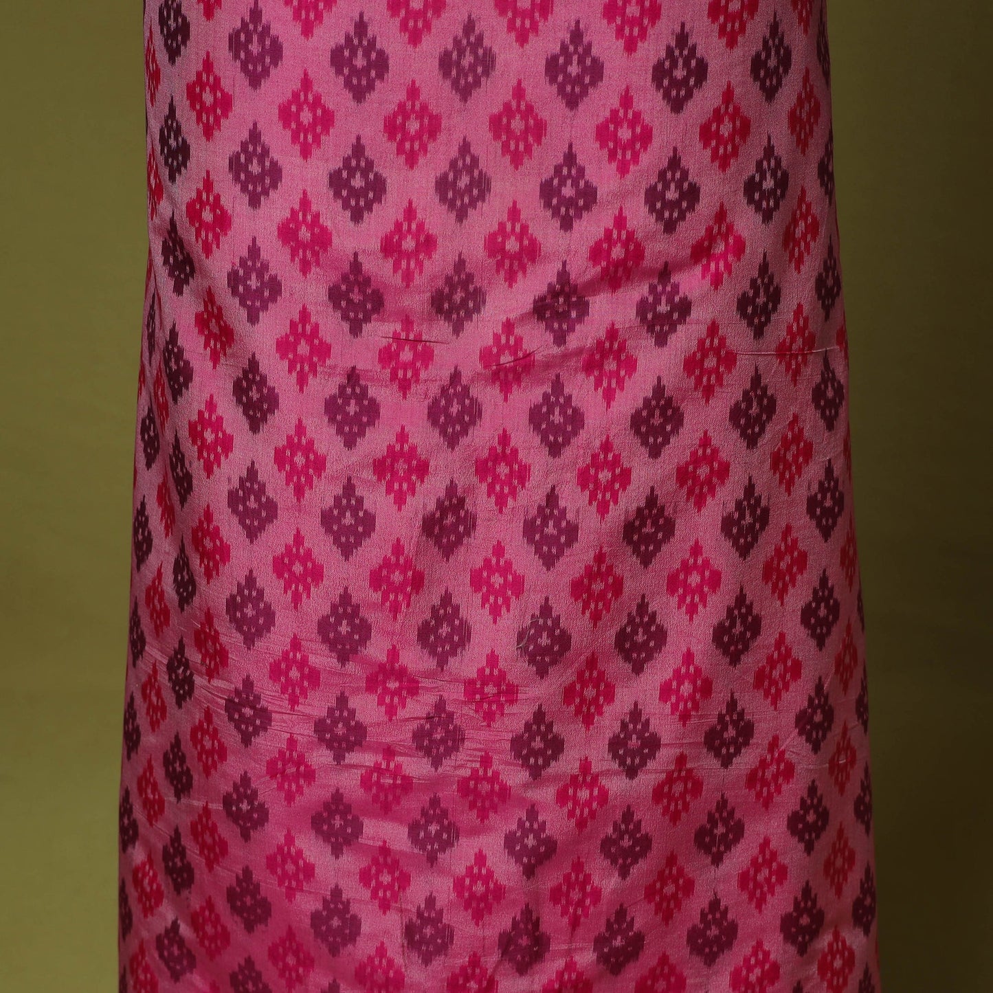 Pink - 2pc unstitched handloom sico pochampally ikat dress