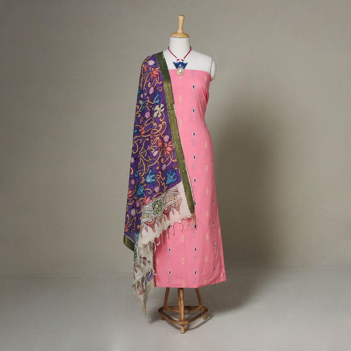 Pink - 2pc unstitched jacquard dress material