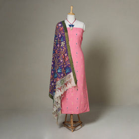 Pink - 2pc unstitched jacquard dress material