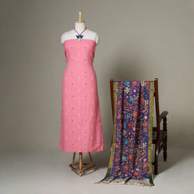 Pink - 2pc unstitched jacquard dress material