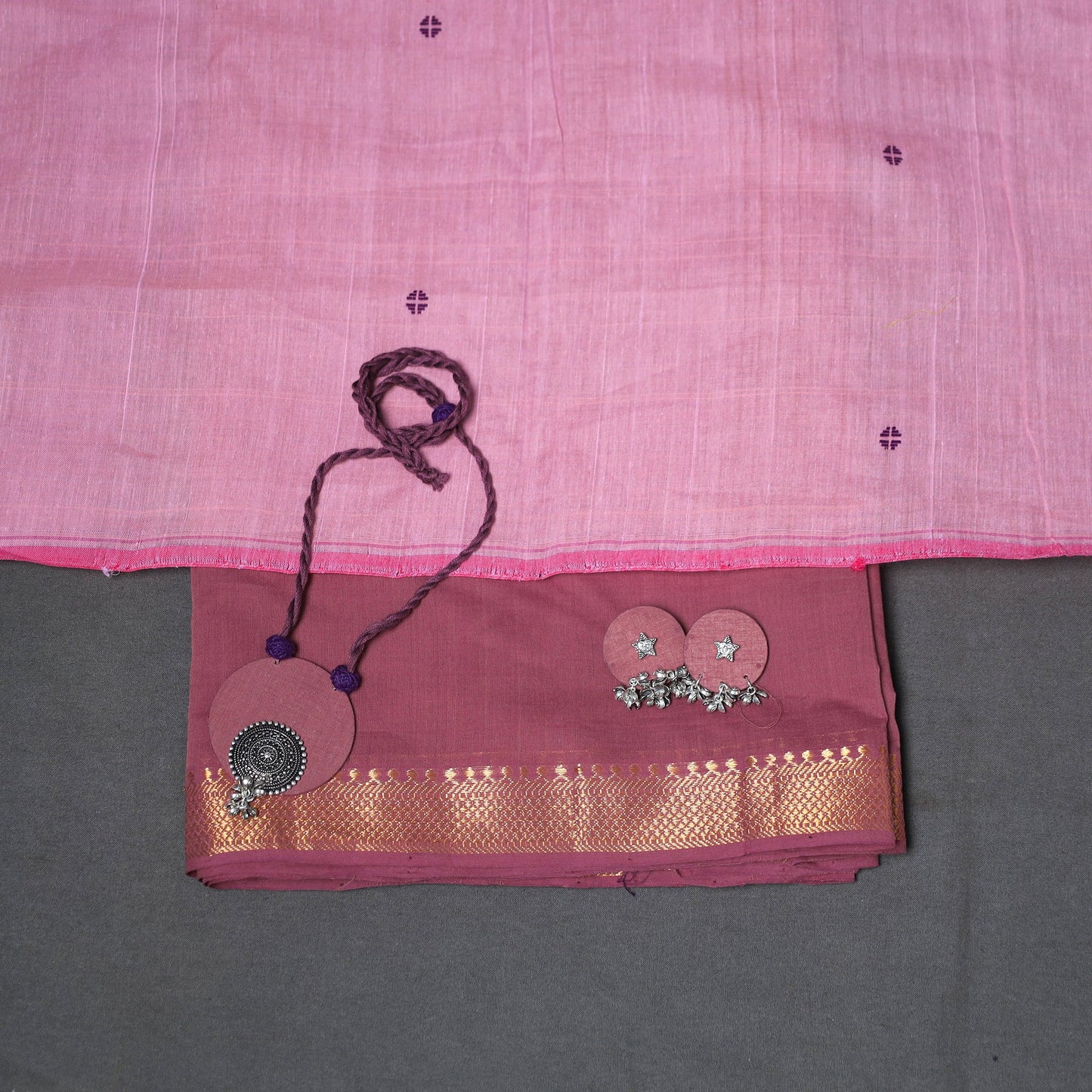 Pink - 2pc unstitched mangalagiri dress material