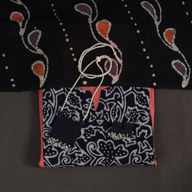 Pink - 2pc unstitched plain dress material with jewellery