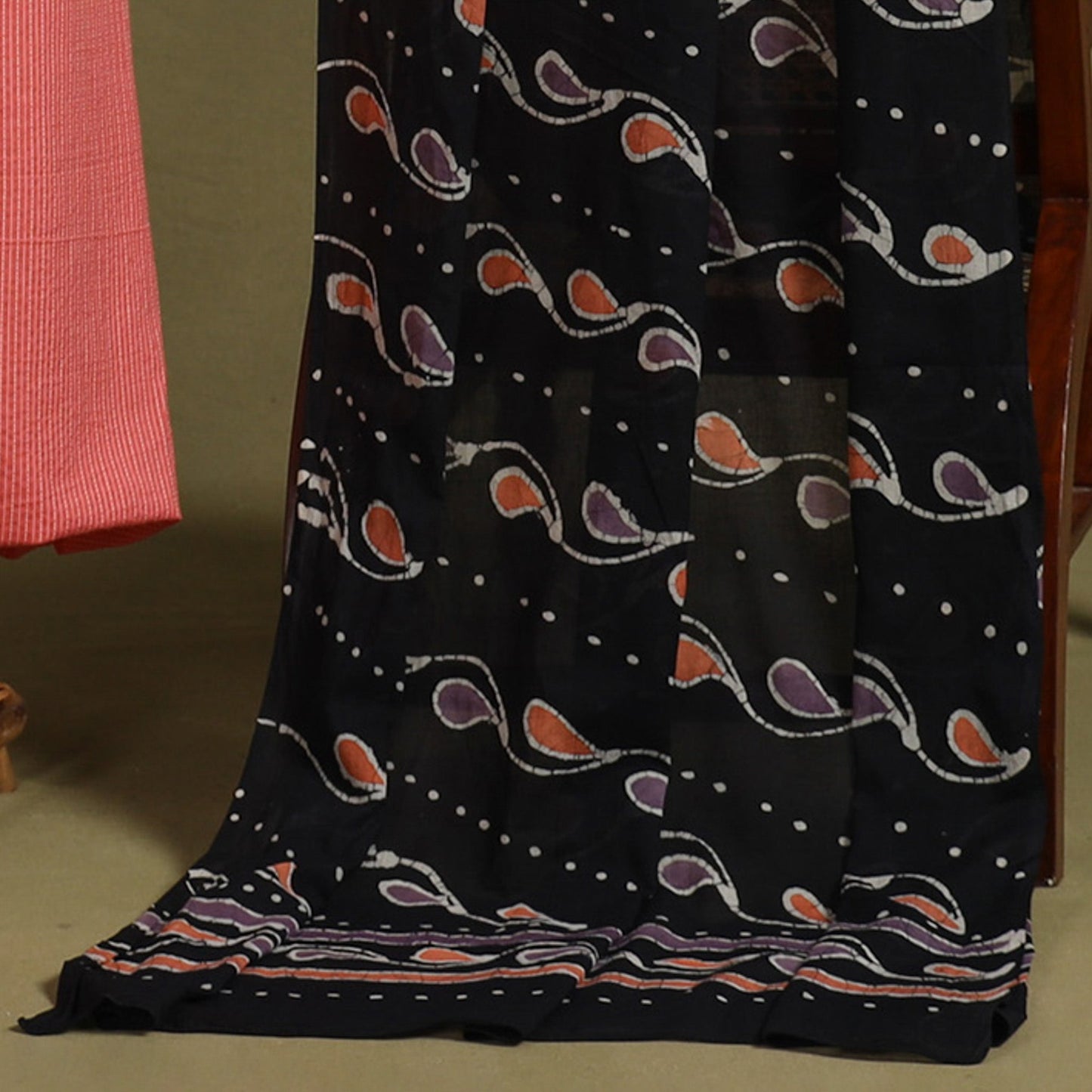 Pink - 2pc unstitched plain dress material with jewellery