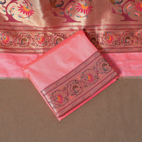 Pink - 3pc bangalore silk paithani dress material 08