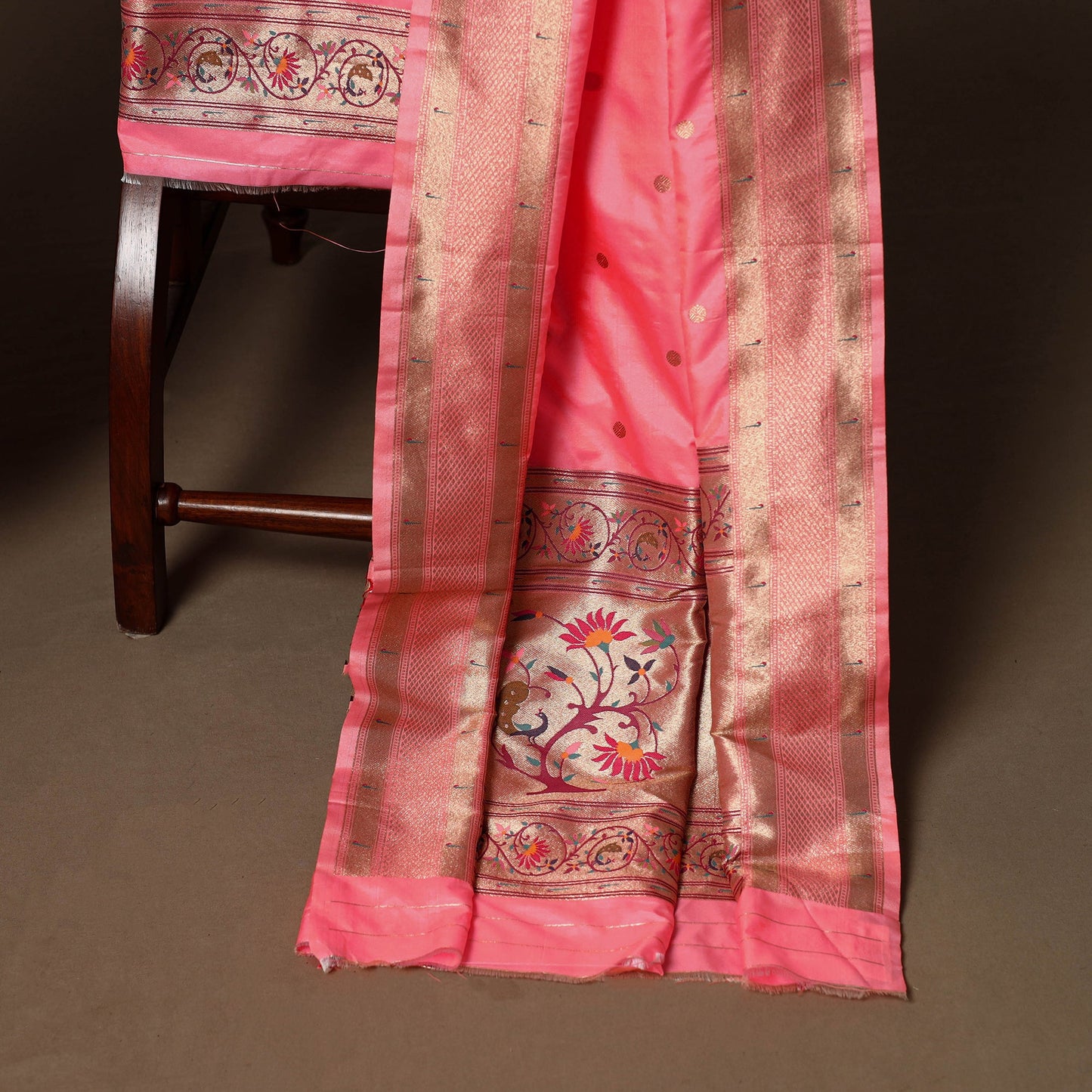 Pink - 3pc bangalore silk paithani dress material 08