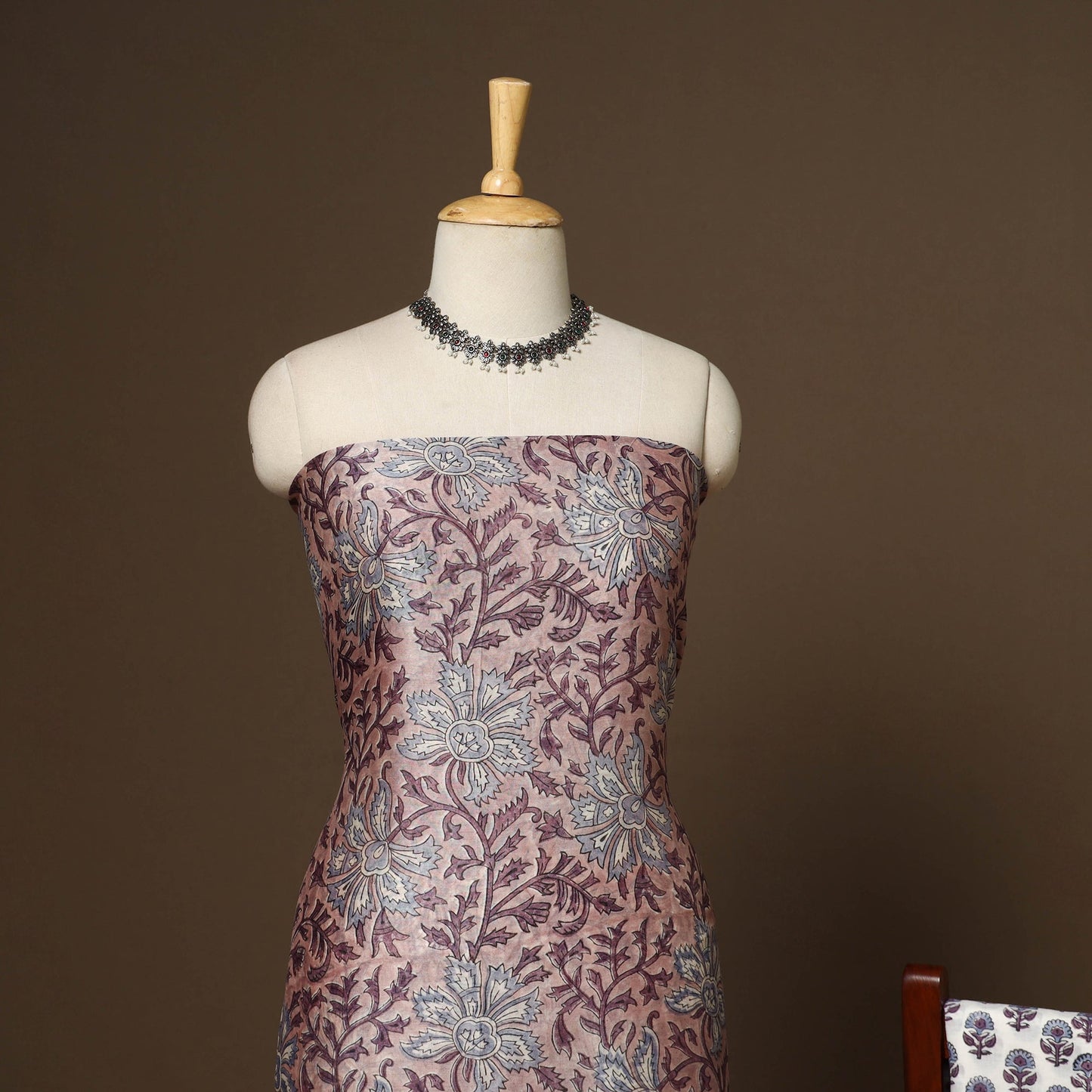 3pc chanderi silk unstitched hand sanganeri dress material