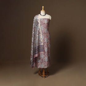 3pc chanderi silk unstitched hand sanganeri dress material