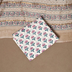 3pc chanderi silk unstitched hand sanganeri dress material