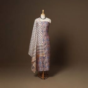 3pc chanderi silk unstitched hand sanganeri dress material