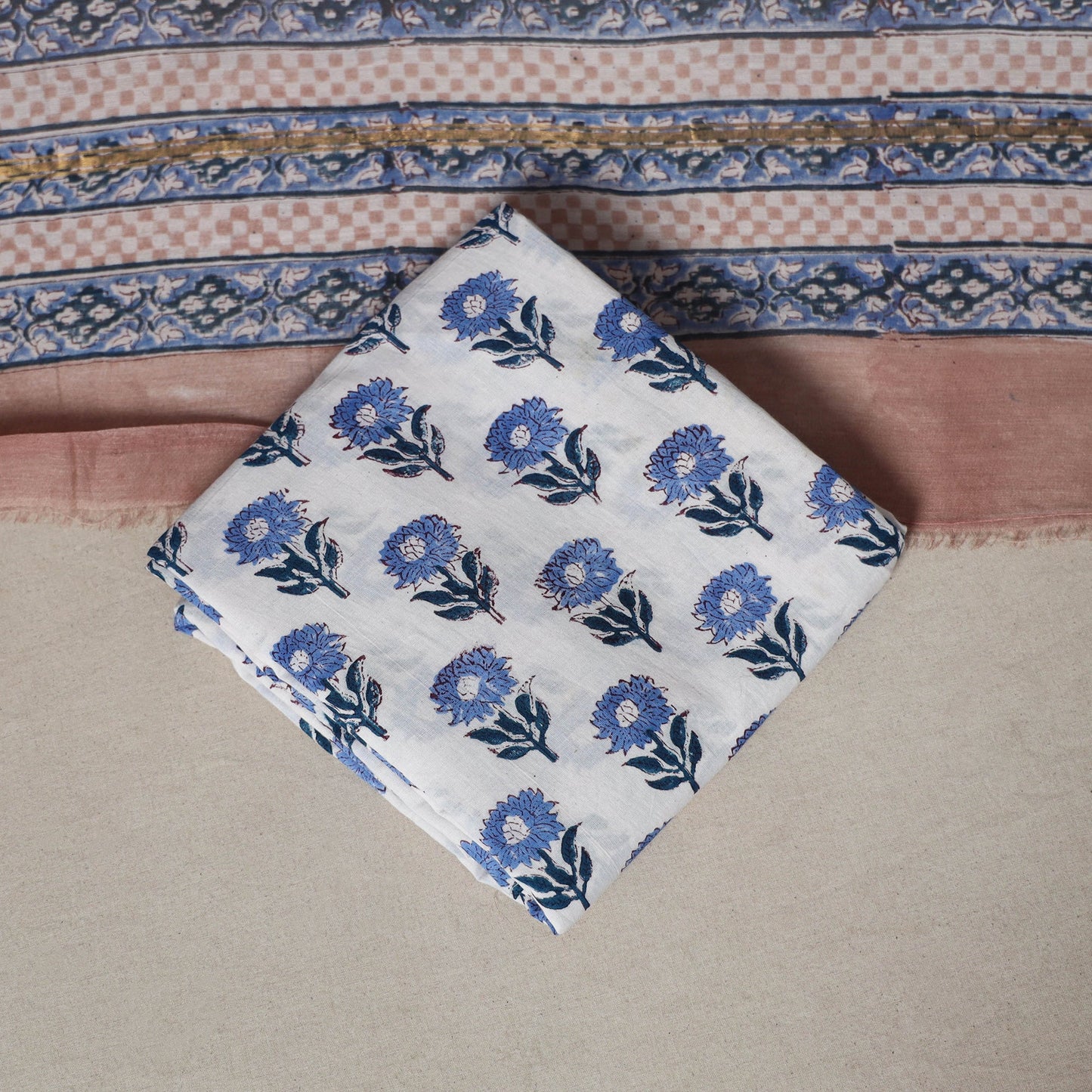 Pink - 3pc chanderi silk unstitched sanganeri dress