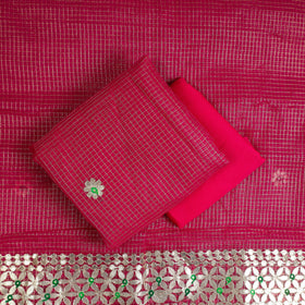 Pink 3pc Cotton Gota Patti Work Kota Doria Dress Material