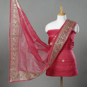 Pink 3pc Cotton Gota Patti Work Kota Doria Dress Material