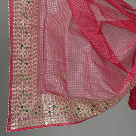 Pink 3pc Cotton Gota Patti Work Kota Doria Dress Material