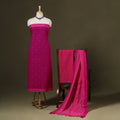 Pink 3pc Cotton Jacquard Unstitched Dress Material 
