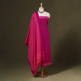 Pink 3pc Cotton Jacquard Unstitched Dress Material 