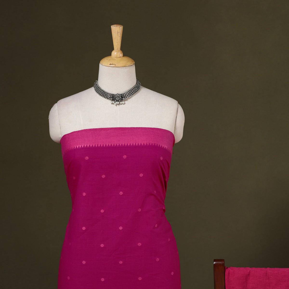 Pink 3pc Cotton Jacquard Unstitched Dress Material 