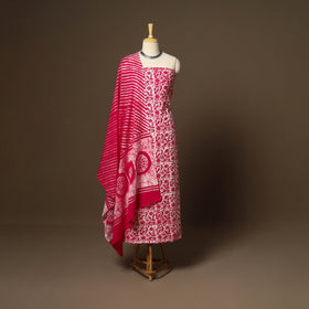 Pink - 3pc cotton kutch batik dress material 01