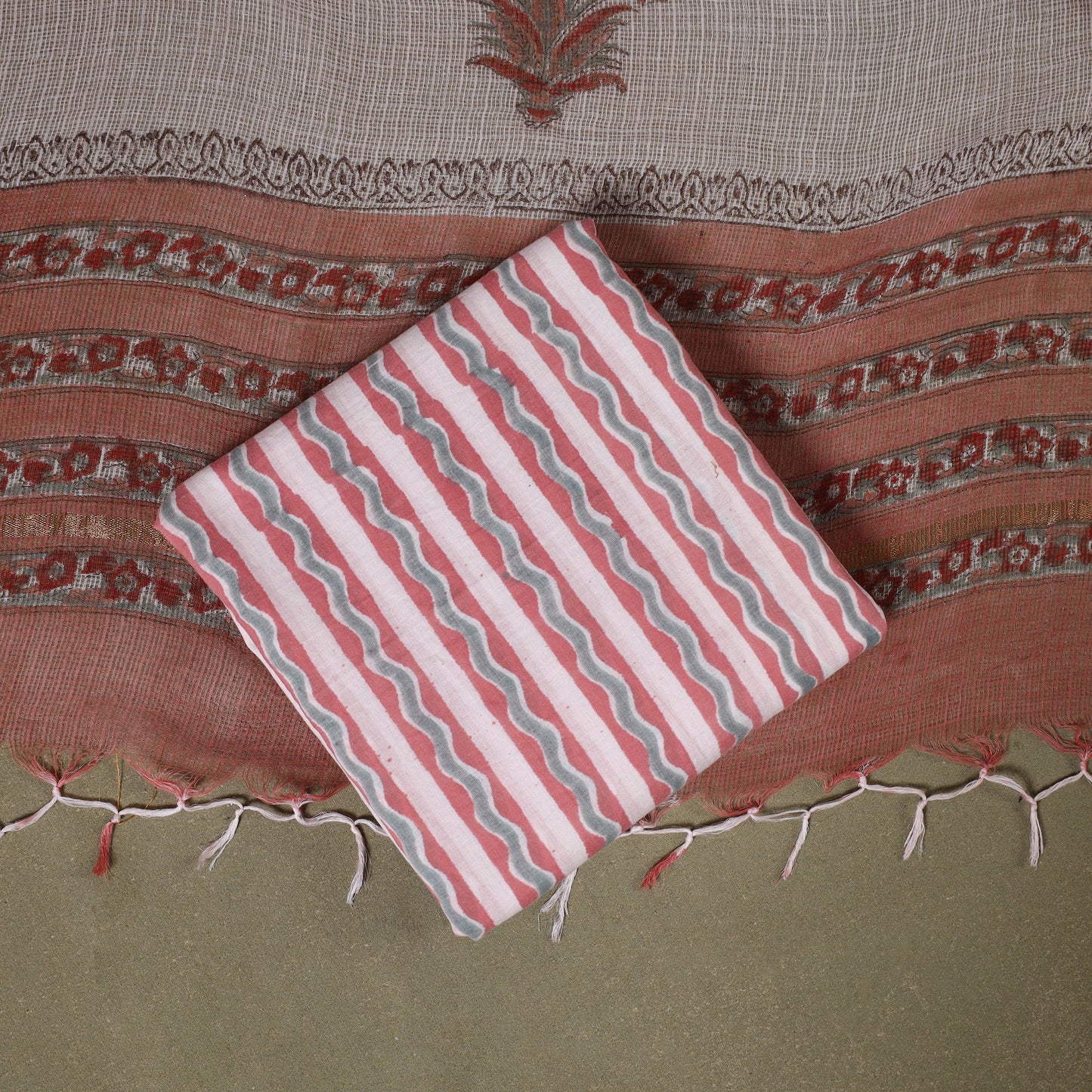 Pink - 3pc cotton sanganeri unstitched dress material 02