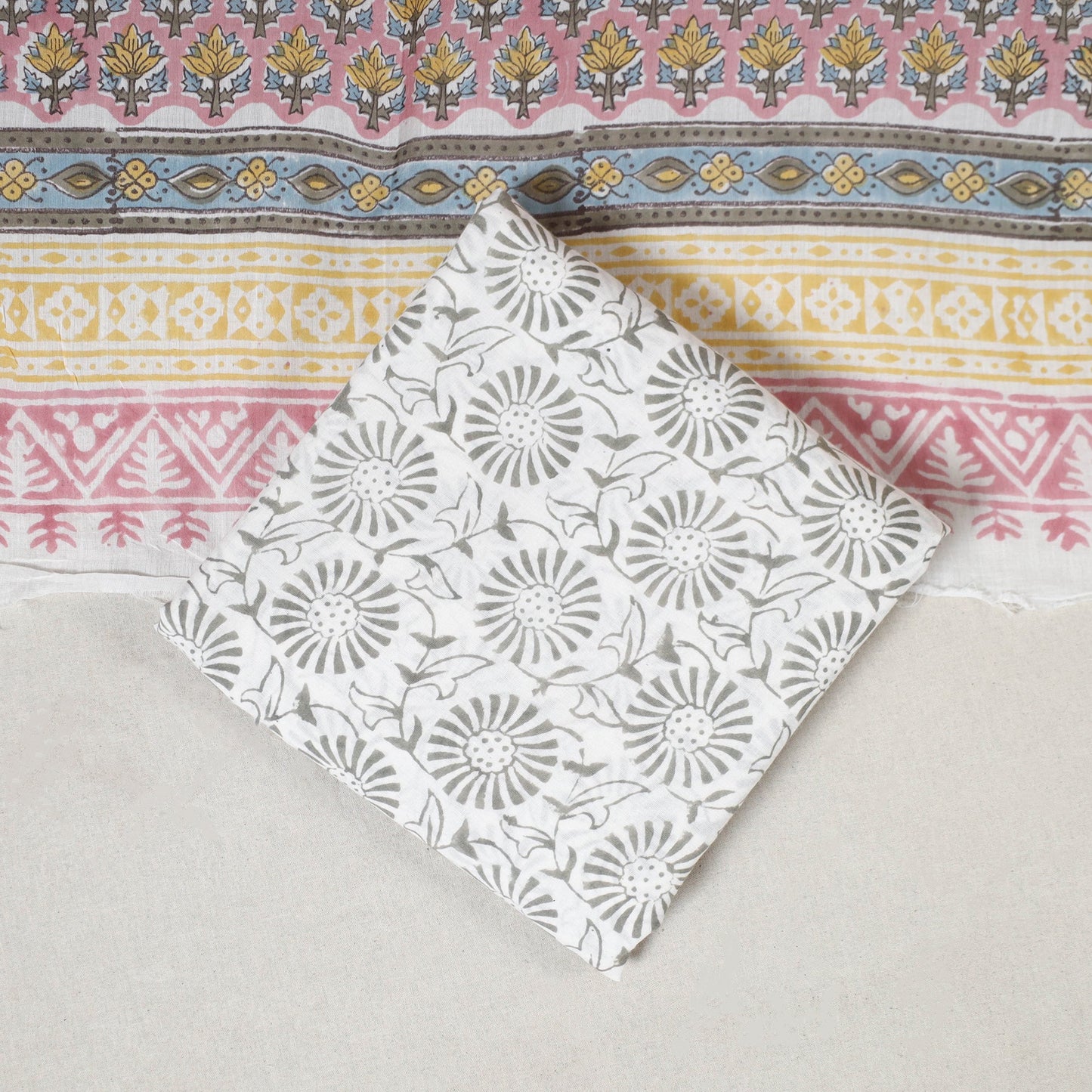 Pink - 3pc cotton sanganeri unstitched dress material 04