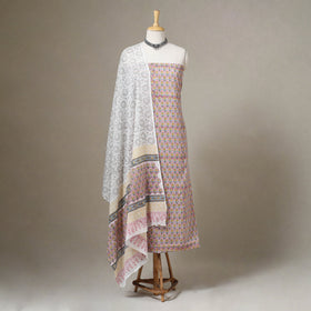 Pink - 3pc cotton sanganeri unstitched dress material 04