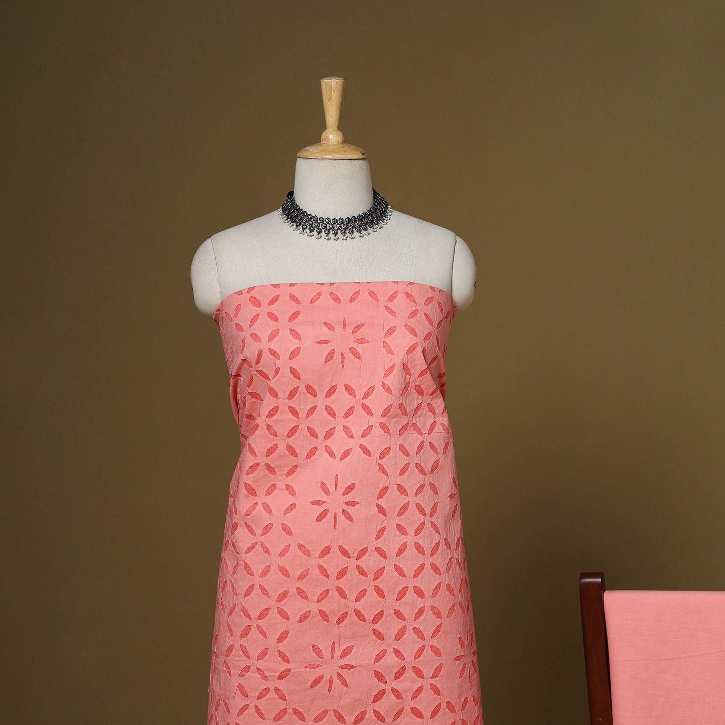 Pink - 3pc cotton unstitched barmer applique cut work dress