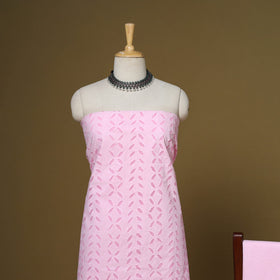 Pink - 3pc cotton unstitched barmer applique cut work dress