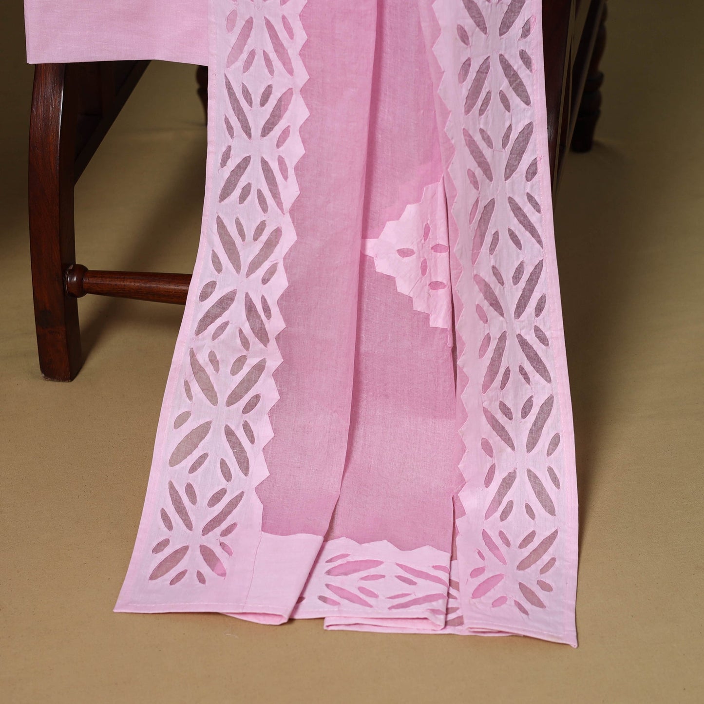 Pink - 3pc cotton unstitched barmer applique cut work dress