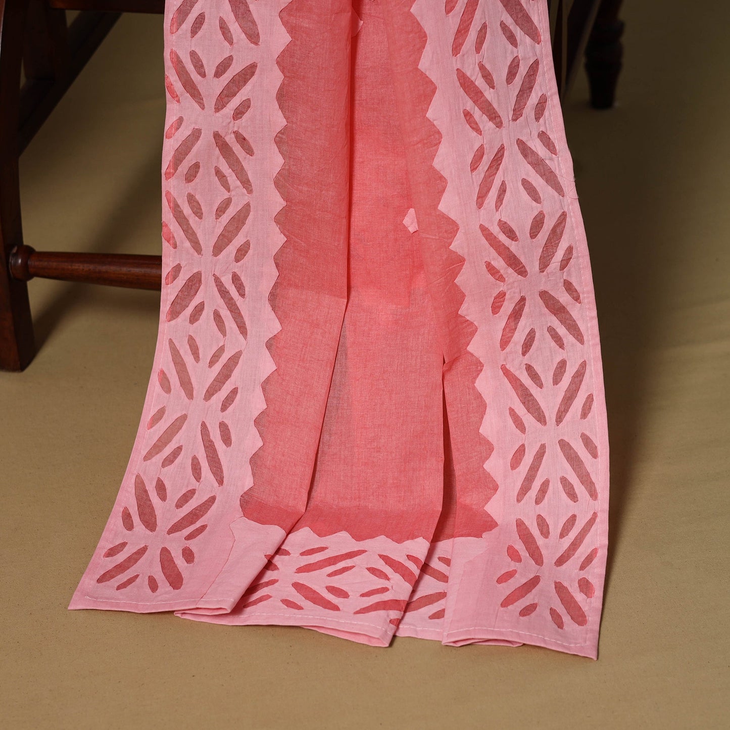 Pink - 3pc cotton unstitched barmer applique cut work dress