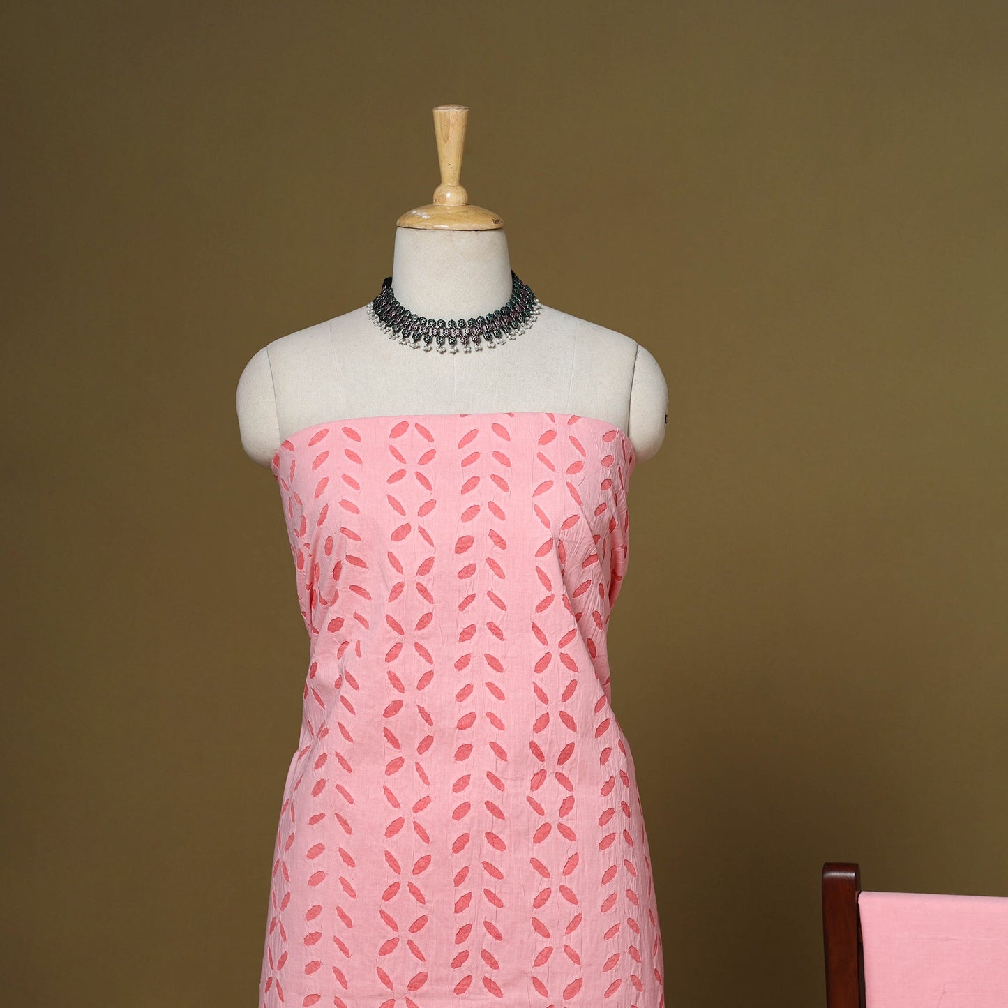 Pink - 3pc cotton unstitched barmer applique cut work dress