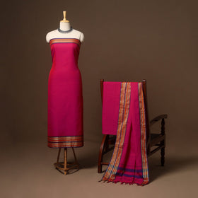 Pink - 3pc cotton unstitched dharwad dress material 08