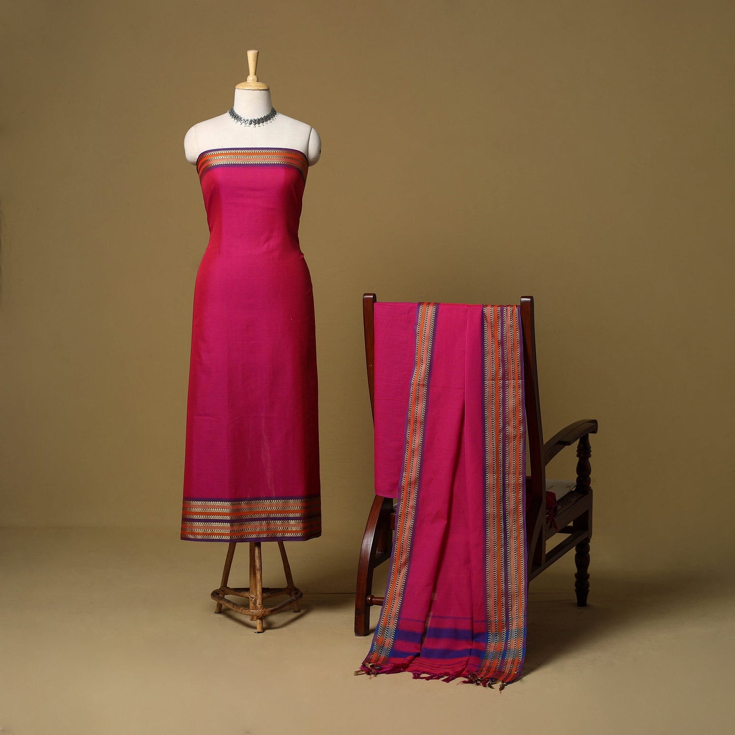 3pc cotton unstitched dharwad dress material with border 04