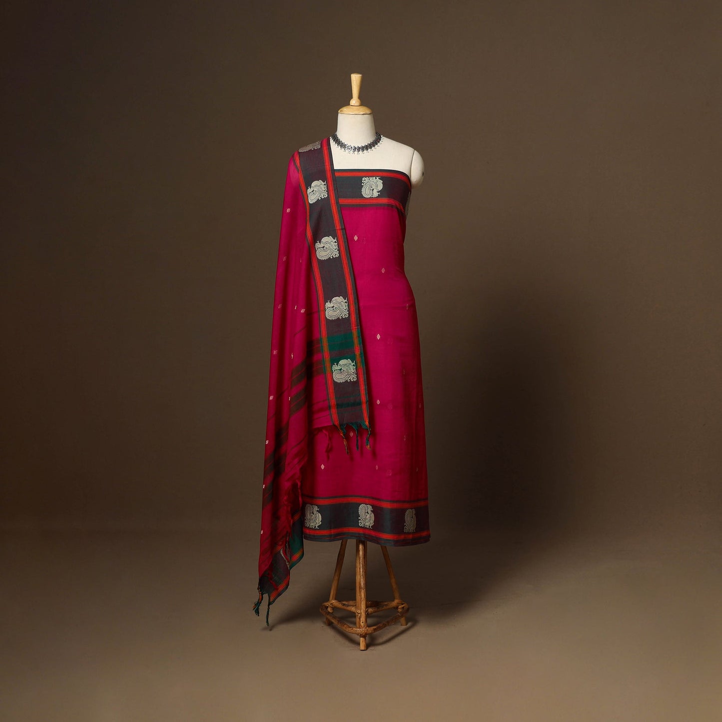 Pink - 3pc cotton unstitched dharwad dress material